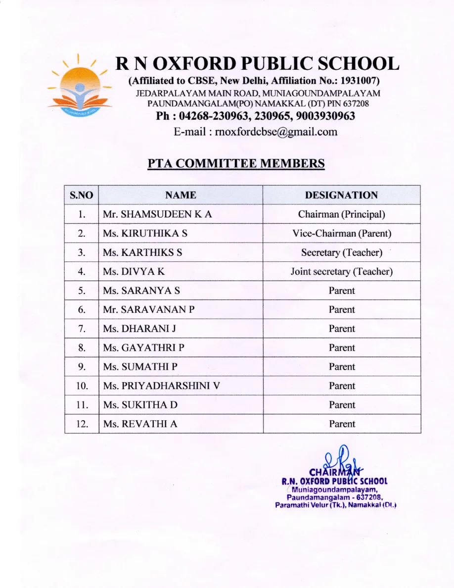 PTA Committee Members preview