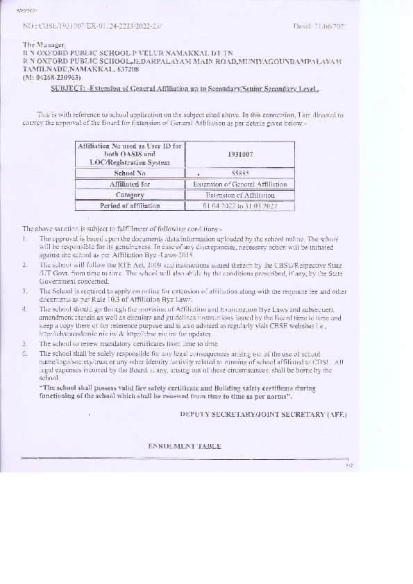 Affiliation letter preview