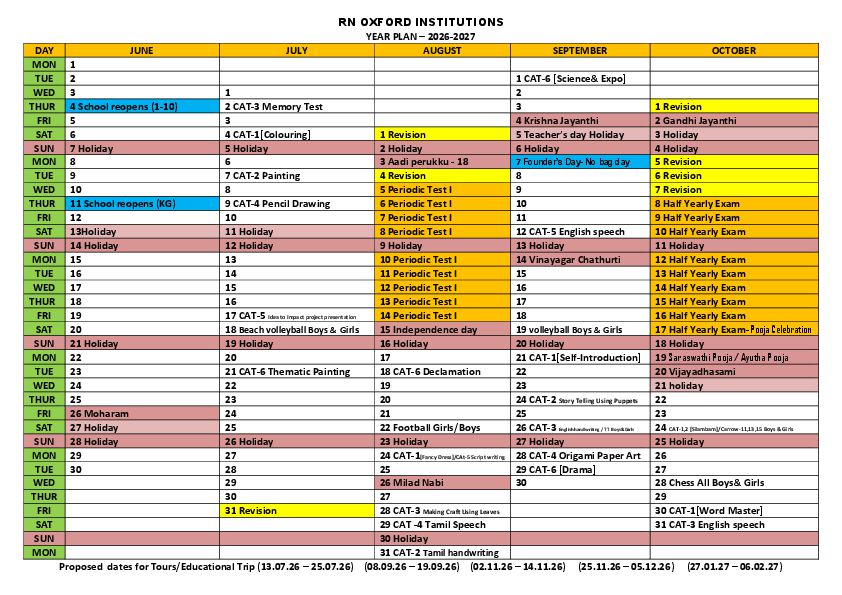 Academic Calendar preview