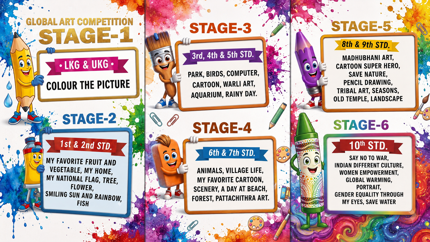 Global Art Competition stages and themes poster